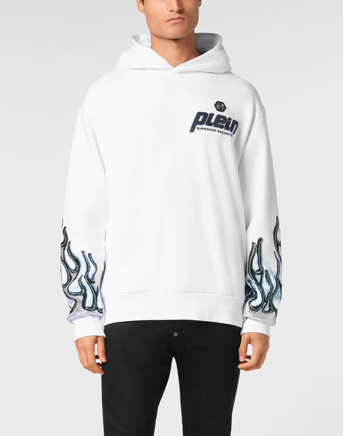 Philipp Plein Flame Racing Hoodie White Small 4