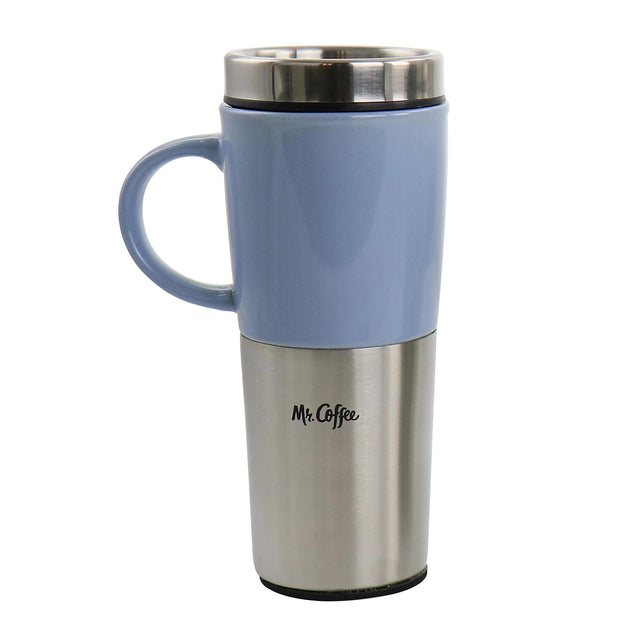 Mr. Coffee Travertine 16 oz Stoneware Stainless Steel Travel Mug Assorted 3