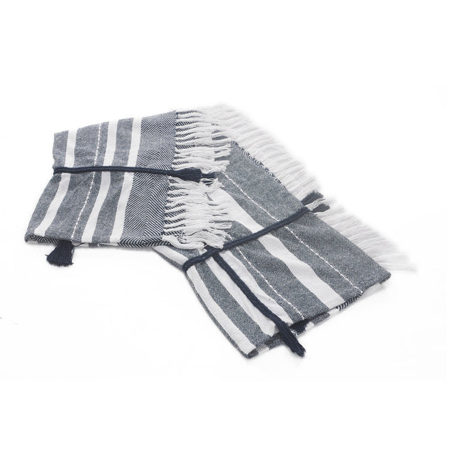 Hivvago Kantha Throw Blanket Blue/White 50x60in 4