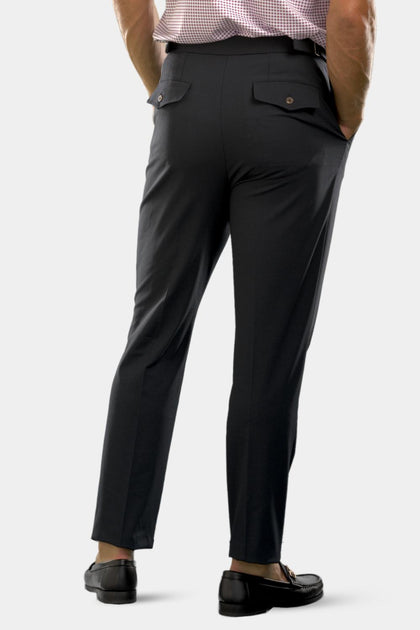 Buki Pleated Wool Trouser Pants Black Large 4