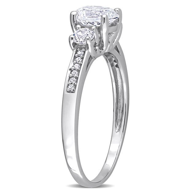 Mimi & Max Created White Sapphire and Diamond 3-Stone Engagement Ring Silver US 6 4