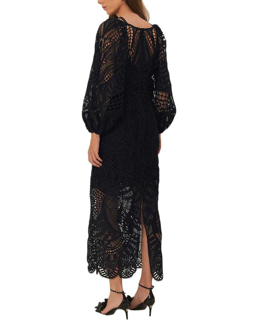 FARM Rio Nature Guipure Midi Dress Black XXS 3