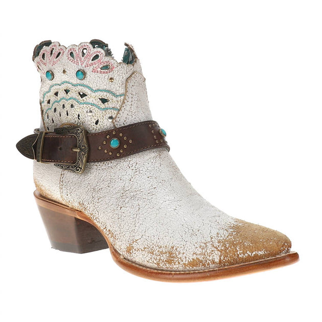 Corral Studded Harness Cowboy Booties White US 8 2