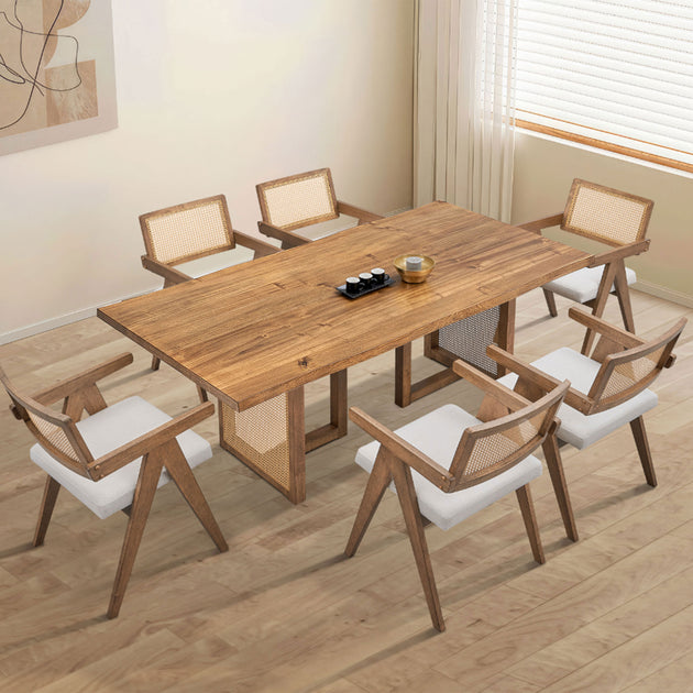 Streamdale 70.87in Rectangular Waves Dining Table Brown 4
