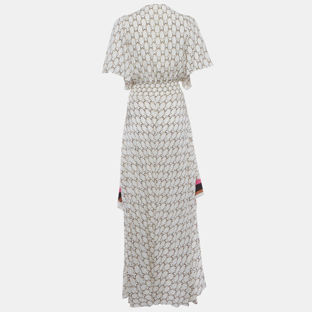 Maje Racheline Print Crepe Maxi Dress White Medium 3