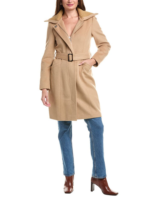 Sam Edelman Asymmetrical Wool-Blend Trench Coat Black Small 2