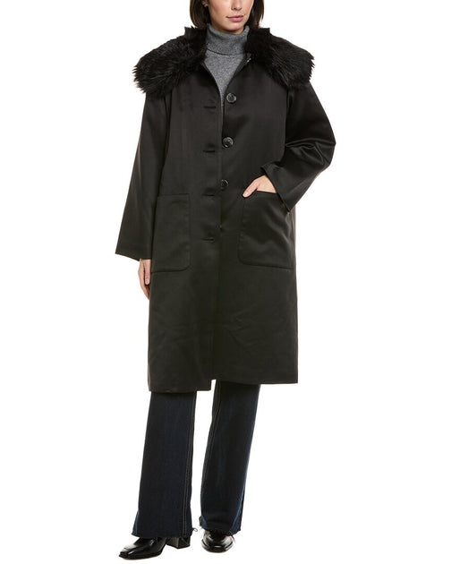 Cynthia Rowley Satin Coat Black Large 2