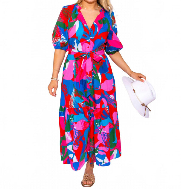 Sugarlips Wildflower Button Down Midi Dress Multi Medium 2
