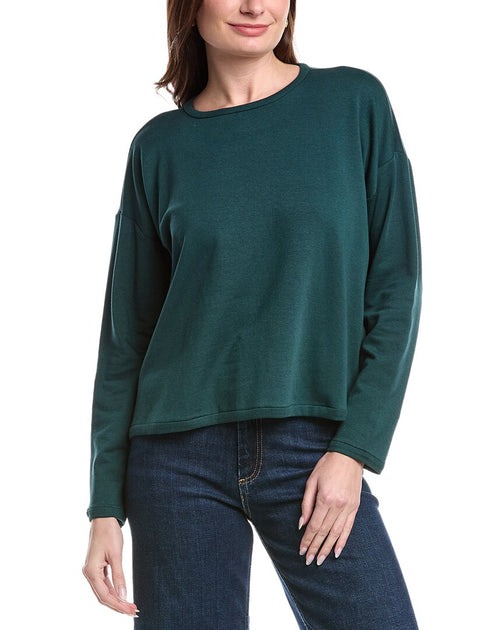 EILEEN FISHER Cropped Boxy Top Green XSmall 2