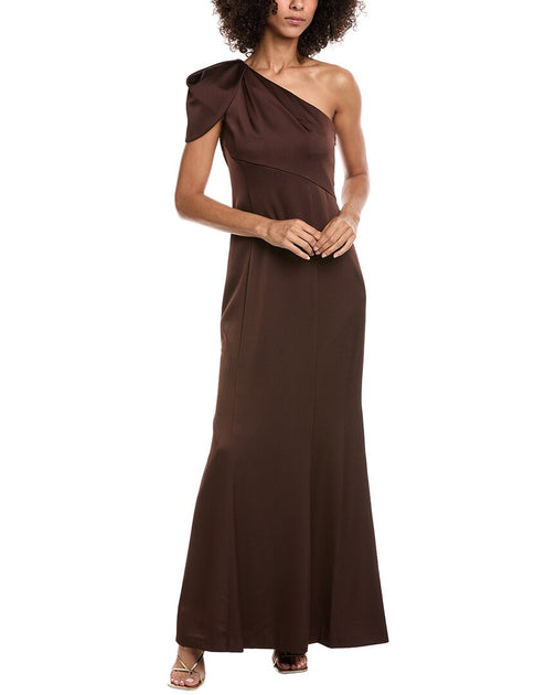 Aidan Mattox One-Shoulder Gown Brown US 2 2