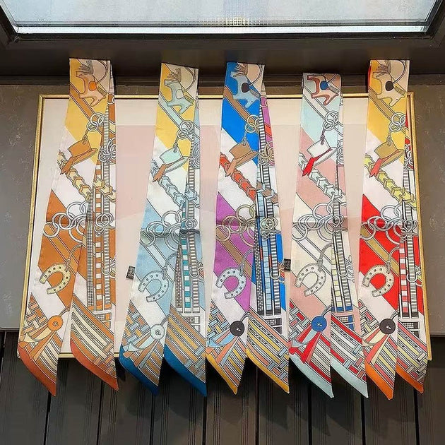 TRUEDAMES Ketten- und Harness-Print Seidiger Twilly Schmaler Schal Multi Einheitsgröße 7