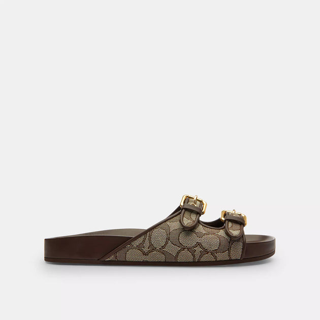 Coach Two Band Buckle Sandal Brown US 11 4