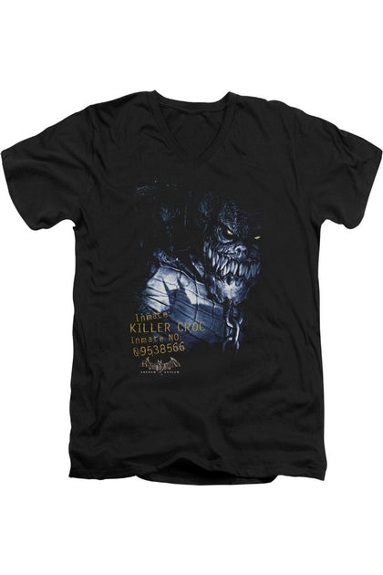 Gildan Batman Arkham Asylum Killer Croc V-Neck T-Shirt Black Large 2