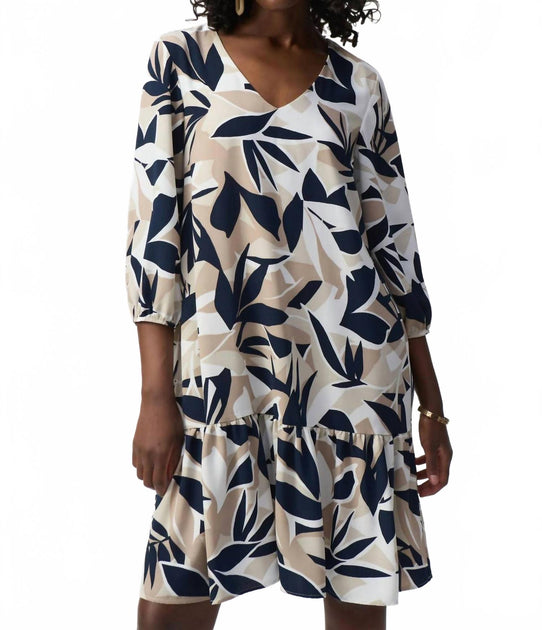 Joseph Ribkoff Leaf Print Trapeze Dress Multi UK 10 3