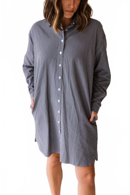 Idem Ditto Jackie Shirt Dress Grey Medium 4