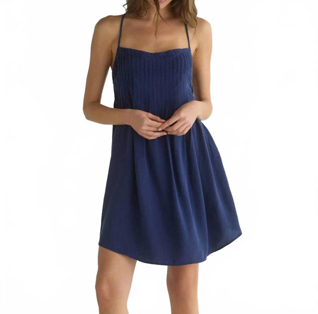Bella Dahl Flowy Pintuck Dress Blue Large 2
