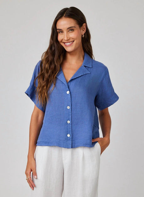 Bella Dahl Antique Flowy Button Down Top Violet Small 2