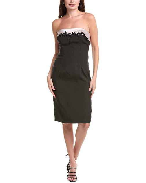 Rene Ruiz Strapless Mikado Crepe Cocktail Dress Black US 8 2