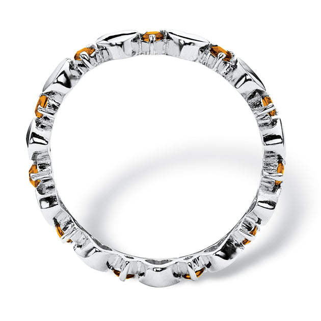 Palm Birthstone Silver Eternity Heart Ring Blue US 10 3