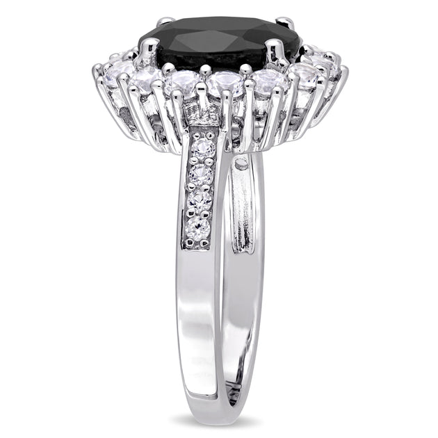 Mimi & Max Black Sapphire Halo Ring Black US 7 4