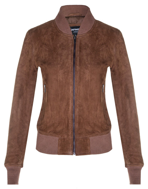 Infinity Womens Classic MA-1 Suede Bomber Jacket Newbury Black XXL 2