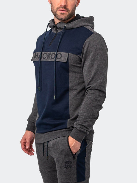 Maceoo Square Hoodie Grey Blue XXXLarge 4