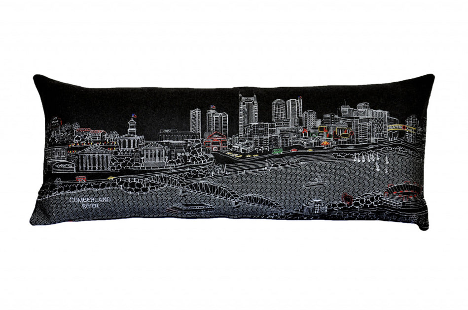 Hivvago Nashville Skyline Lumbar Pillow Black 35 inch 2