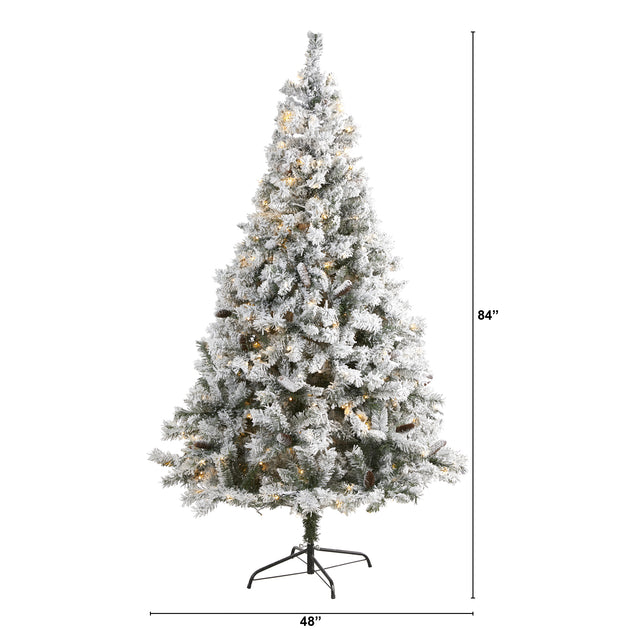 Hivvago 7 ft Flocked White Christmas Tree 3