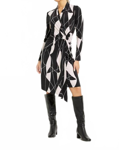 Joseph Ribkoff Knee-Length Wrap Dress Black US 10 2