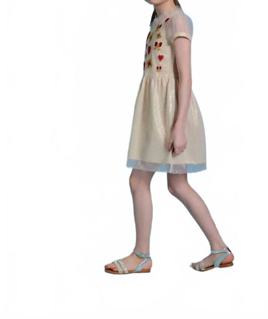 Sasha+Z Embroidered Tulle Dress Beige US 10 2