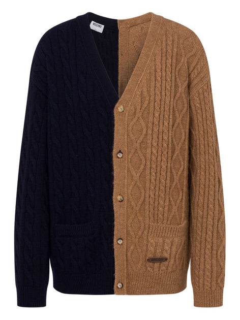 Moschino Two-Tone Cable Knit Cardigan Brown EU 50 2