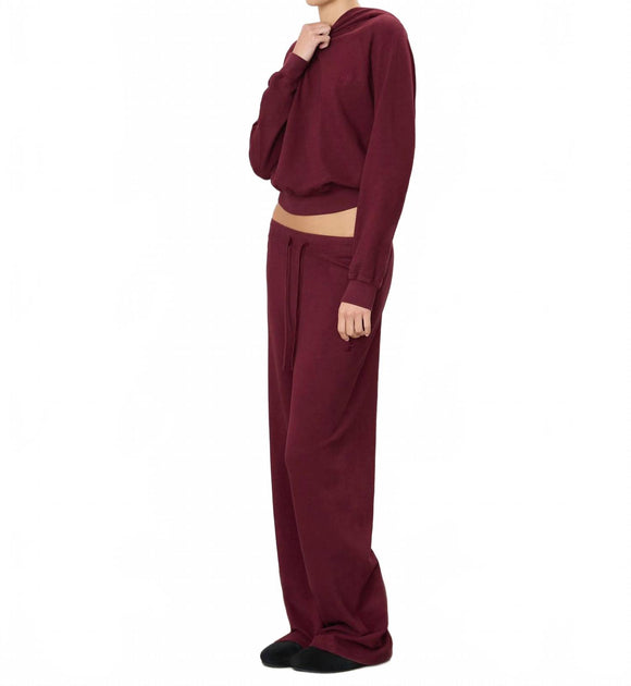 Eterne Drawstring Wide Leg Sweatpants Red Large 3