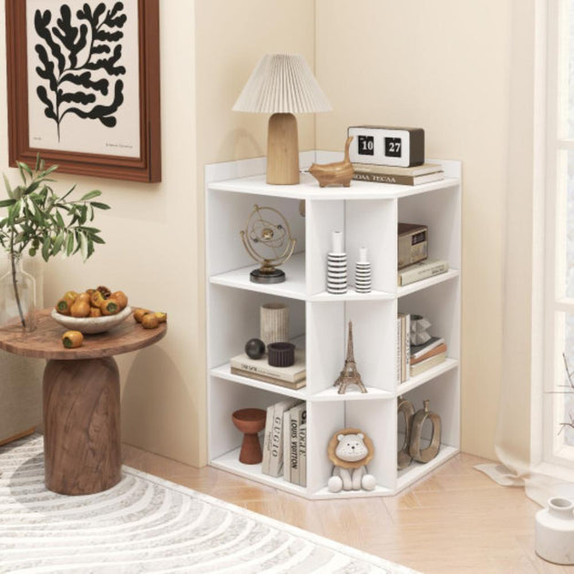 Hivvago 3-Tier Corner Cabinet with Charging Station White 2