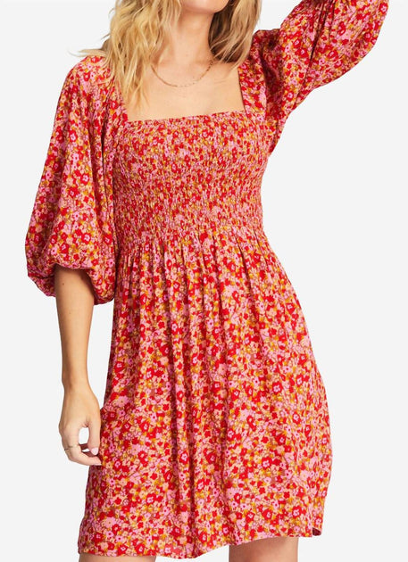 Billabong Paradise Days Mini Dress Red Small 2