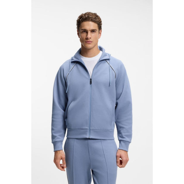 Boss Piping-detail Zip-up Hoodie Blue XLarge 4