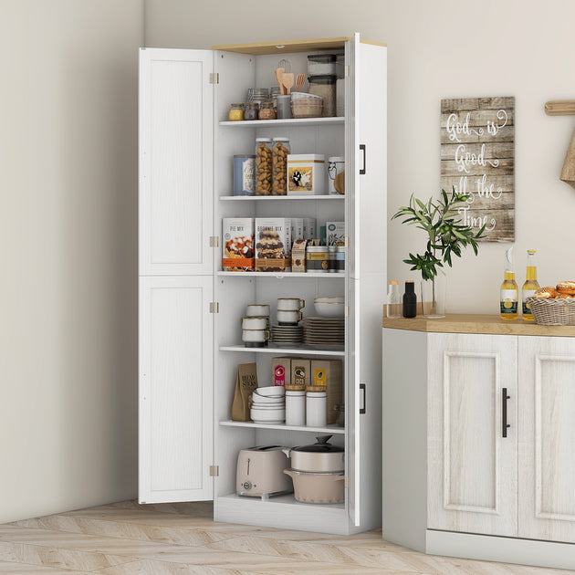 Hivvago Tall Freestanding Kitchen Cabinet Distressed Black 4