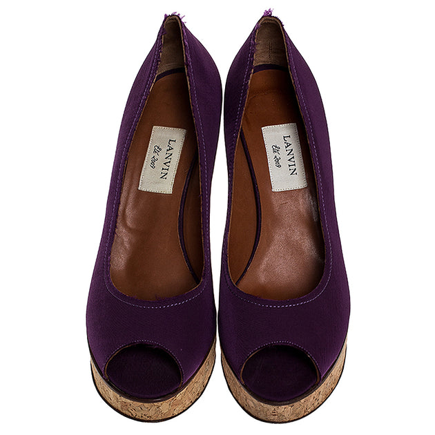 Lanvin Peep Toe Platform Pumps Purple EU 41 4