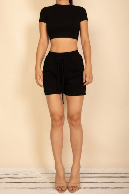 TRUEDAMES Crop Tee & Shorts Set Multi Large 2