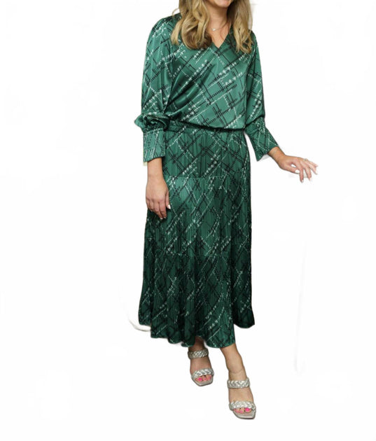 Current Air Daisy Pleated Skirt Green XS 2