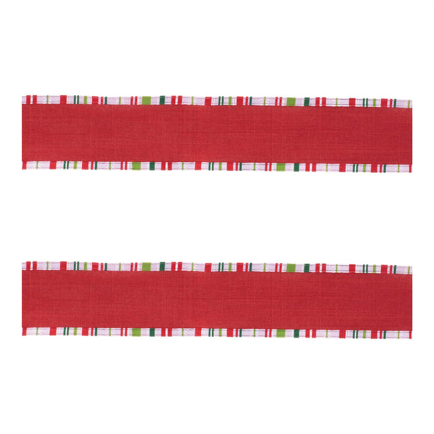 Hivvago Striped Trim Wired Ribbon Red 4