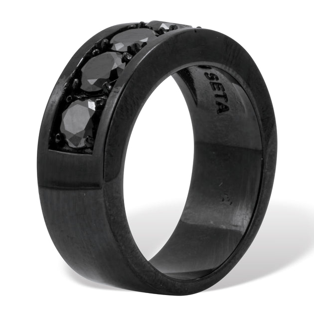 Palm Men's Cubic Zirconia Stainless Steel Ring Black US 8 3