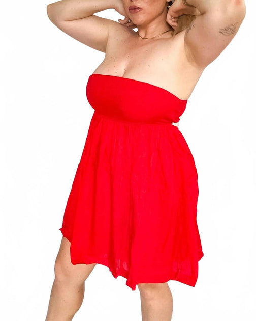 LE LIS Dune Dancer Babydoll Tube Dress Red XSmall 4