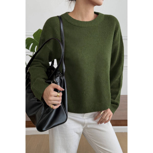 TRUEDAMES Round Neck Long Sleeve Sweater Green Large 2