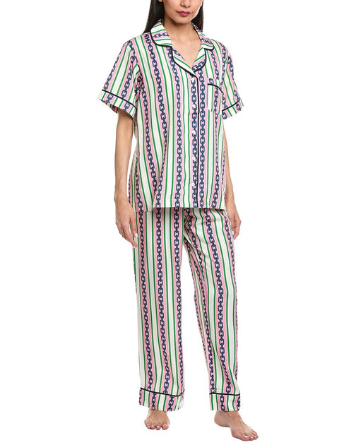 Katie Kime Chain Stripe Pajama Set Pink Medium 2