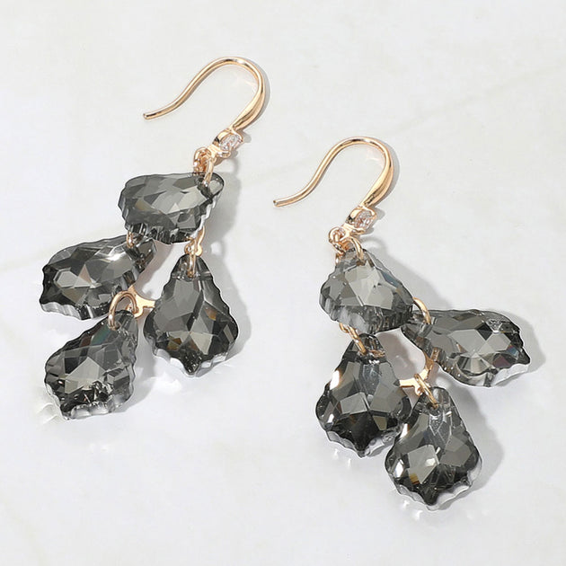 FASHNZFAB Teardrop Cluster Drop Earrings Silver 3