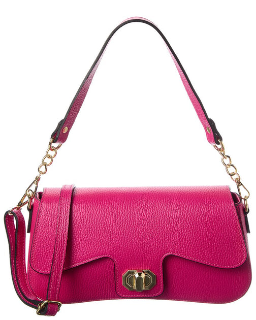 Italian Leather Top Handle Bag Pink Medium 2