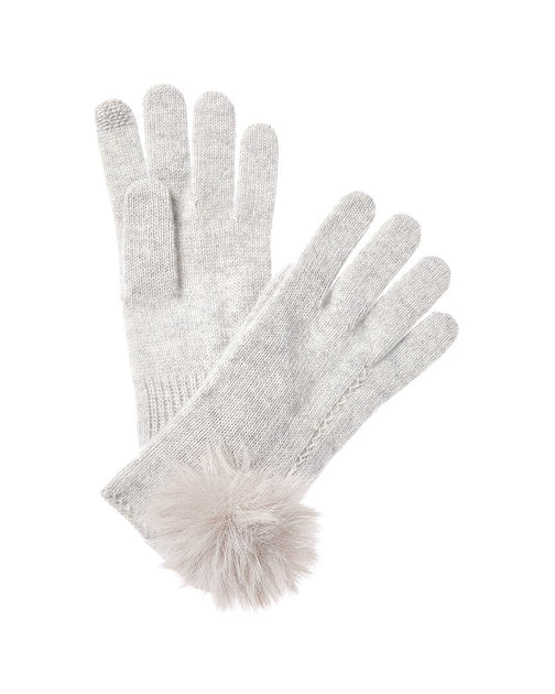 Hannah Rose Scallop Cashmere Gloves Grey One Size 2