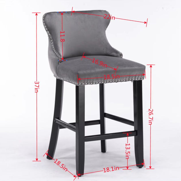 Streamdale Wing-Back Velvet Bar Stool 7