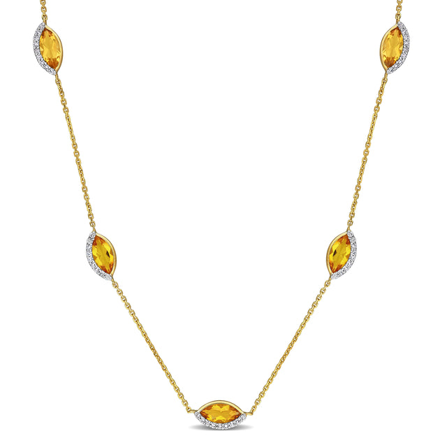 Mimi & Max Station Necklace Green Gold 2