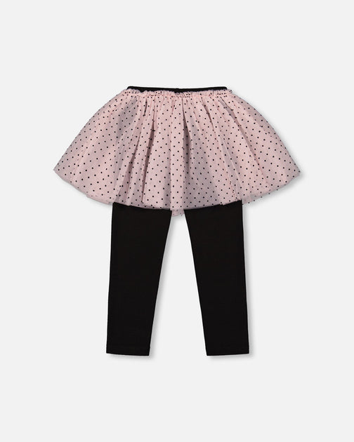 Deux par Deux Leggings with Tulle Skirt Pink/Black 2T 4